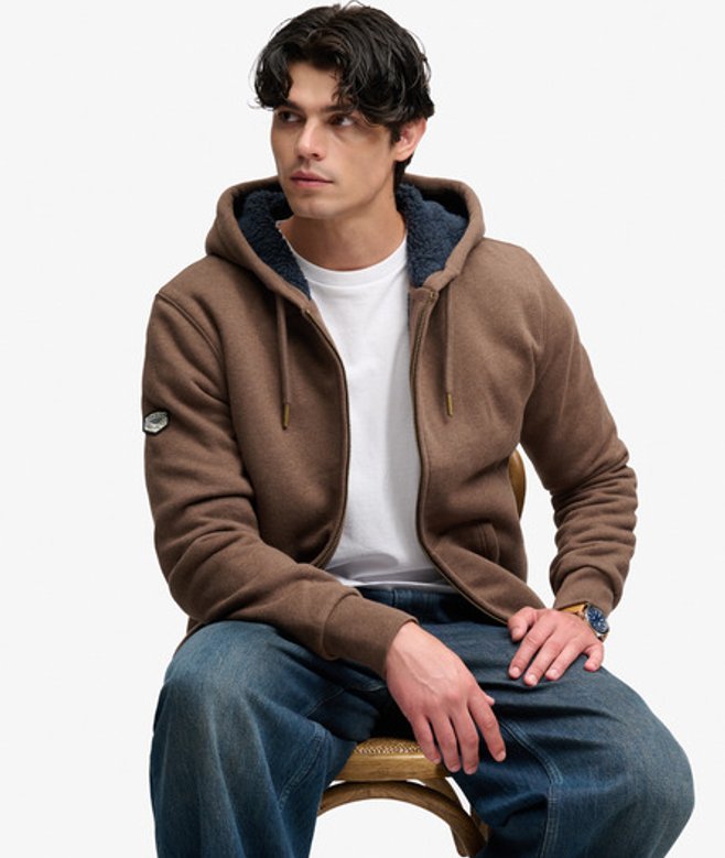 Borg Gevoerde Hoodie met Rits