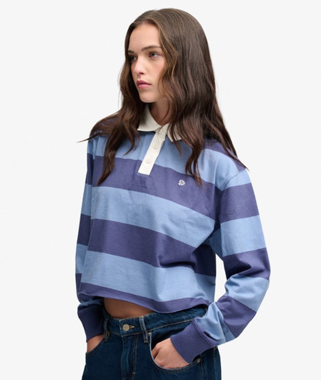 Athletic Essential Gestreept Rugby Top Oversized Pasvorm