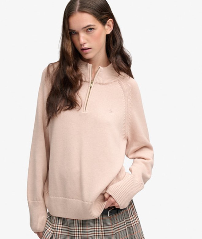 Washed Classic Half Zip Trui Relaxed Pasvorm