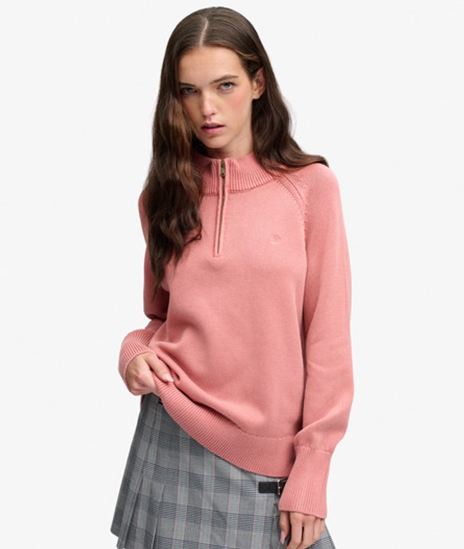 Washed Classic Half Zip Trui Relaxed Pasvorm