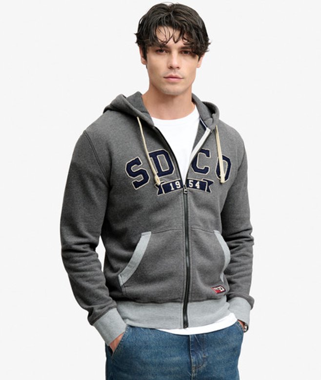 Superdry Sd & co. Hoodie met Rits Relaxed Pasvorm Dark Grey