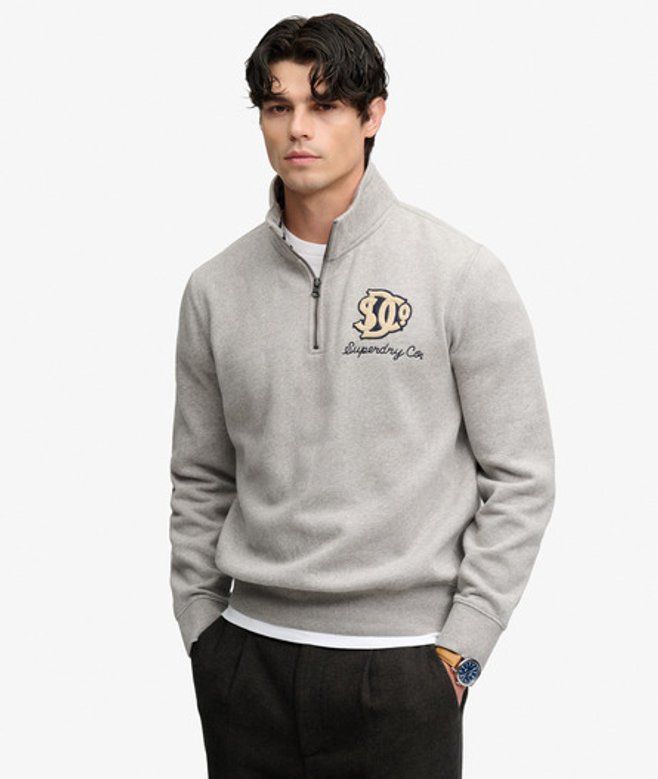 Vintage Athletic Half Zip Sweatshirt Relaxed Pasvorm