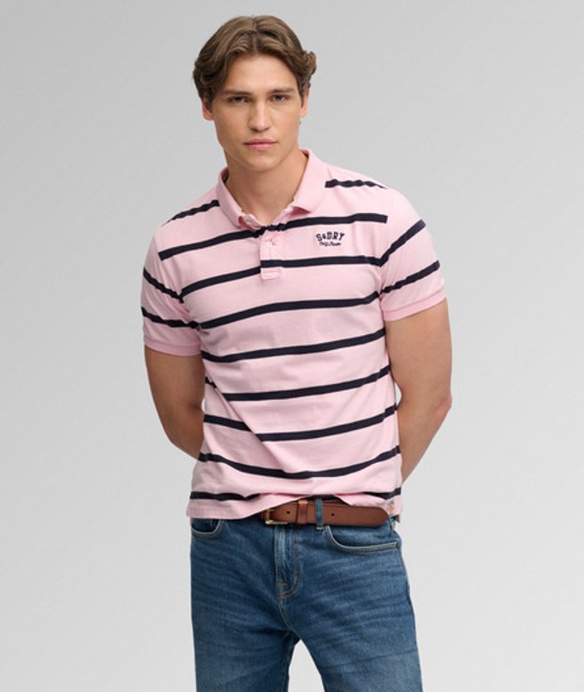 Vintage Stripe Jersey Poloshirt Relaxed Pasvorm