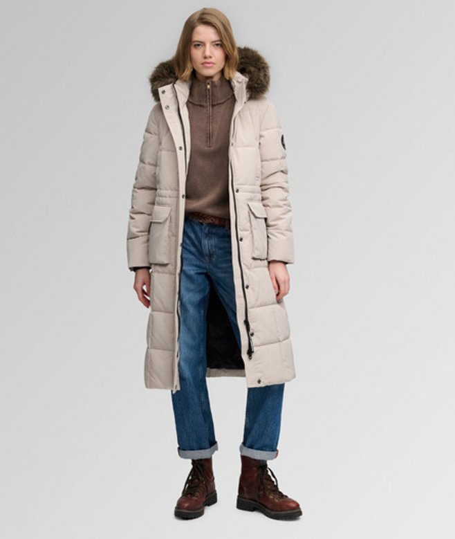 Everest Longline Puffer Jas Slanke Pasvorm