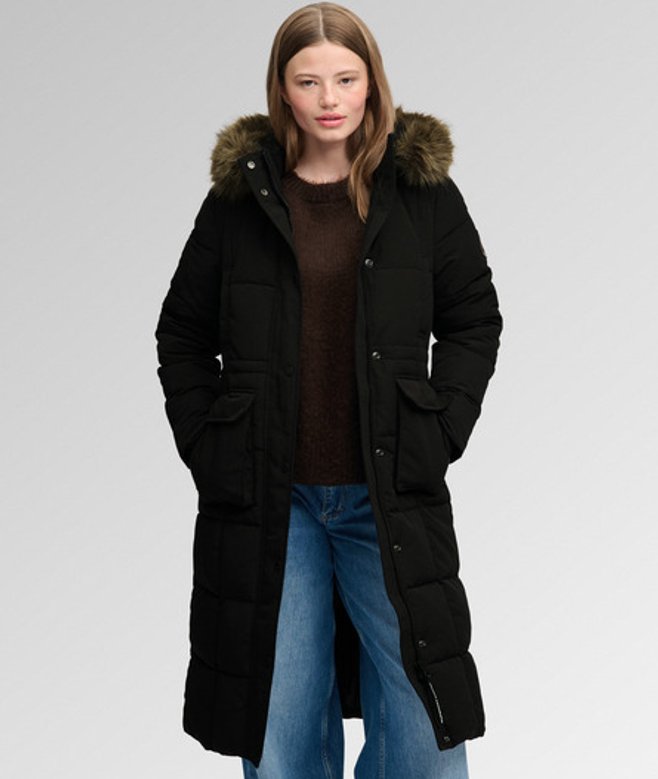 Everest Longline Puffer Jas Slanke Pasvorm