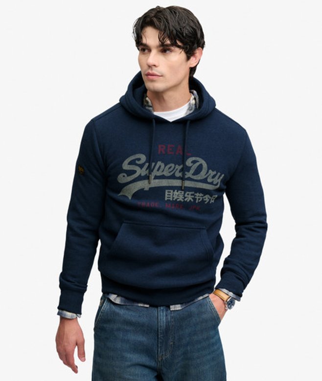 Superdry Vintage Logo Heritage Relaxed Hoodie Blue