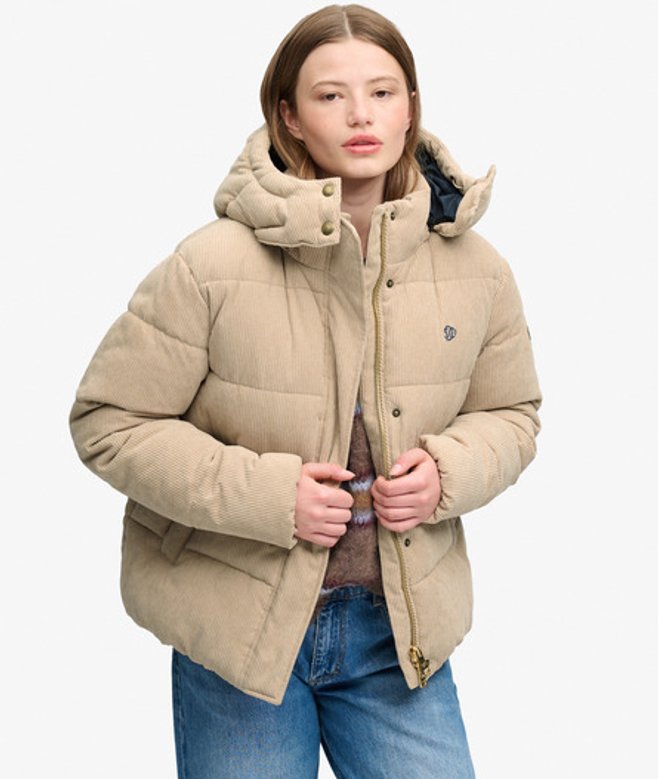 Premium Gewatteerde Corduroy Jas Met Capuchon