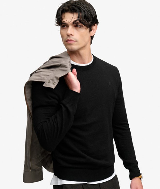 Essential Lichtgewicht Wollen Mix Trui Black Grootte: XL
