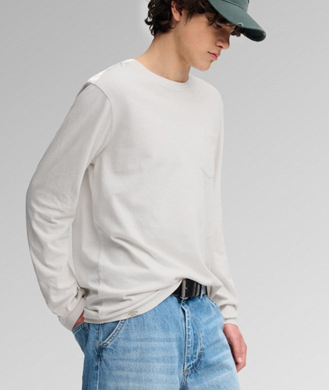 Katoenen Linnen Longsleeve Top Met Zak