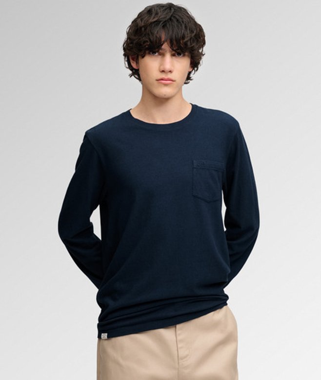 Katoenen Linnen Longsleeve Top Met Zak