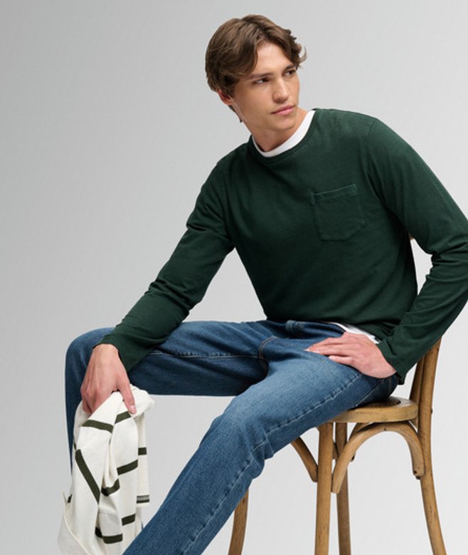 Katoenen Linnen Longsleeve Top Met Zak