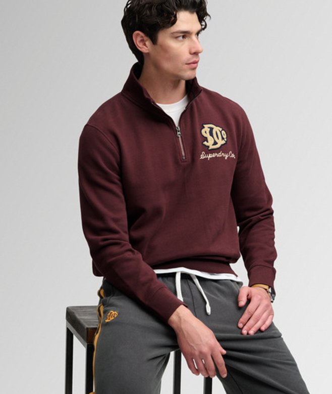 Vintage Athletic Half Zip Sweatshirt Relaxed Pasvorm
