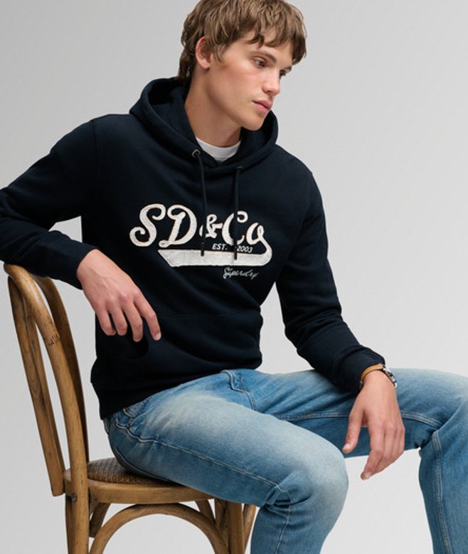 Sd & co Washed Embroidered Hoodie Relaxed Pasvorm