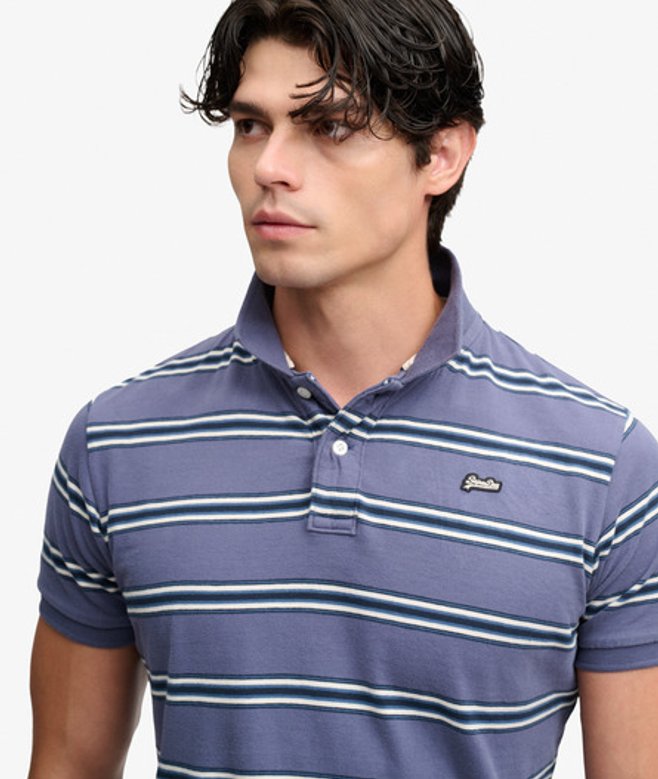 Vintage Stripe Jersey Poloshirt Relaxed Pasvorm