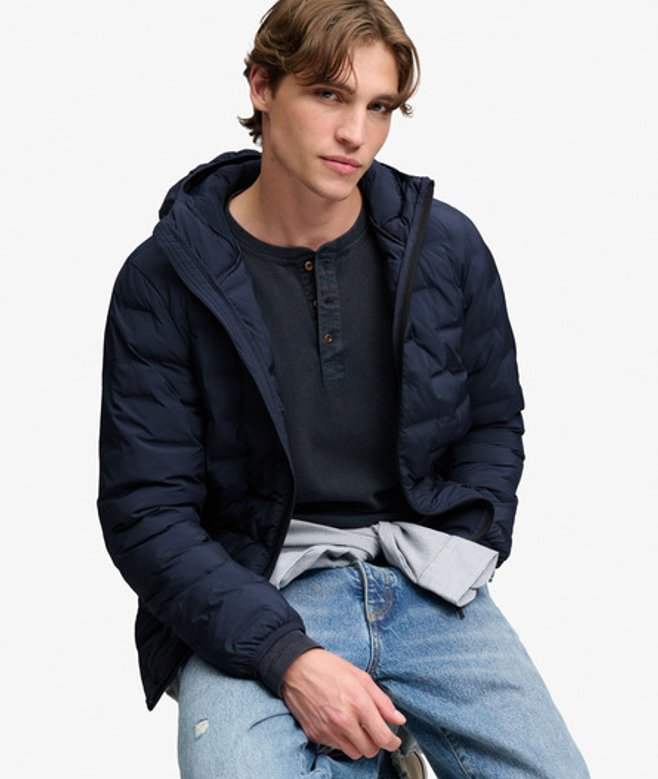 Hooded Heat Weld Gewatteerde Jas Relaxed Pasvorm