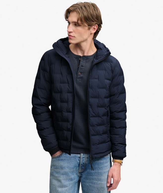 Hooded Heat Weld Gewatteerde Jas Relaxed Pasvorm