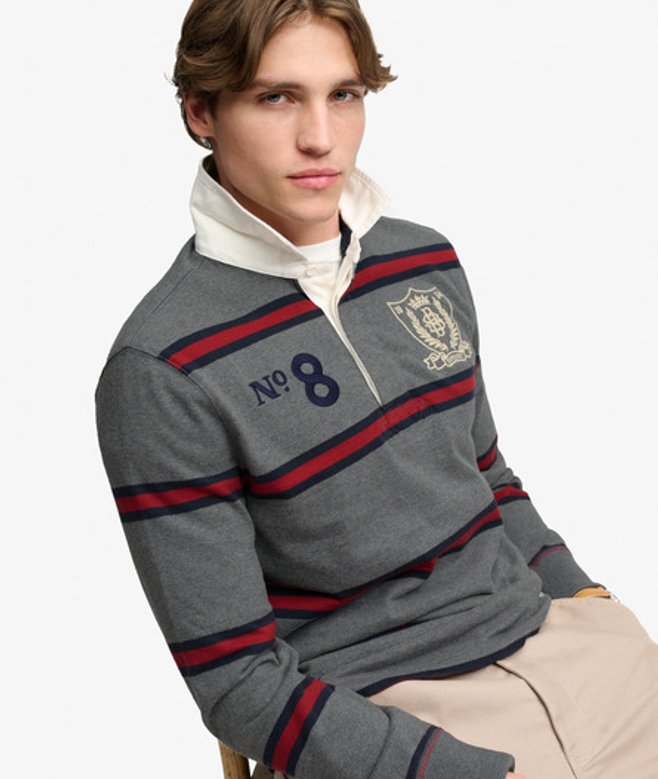 Double Emblem Stripe Rugbytop