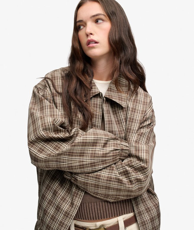 Geblokte Bomber Jas Oversized Pasvorm