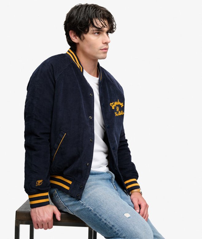 Cord Varsity Bomber Jas Relaxed Pasvorm