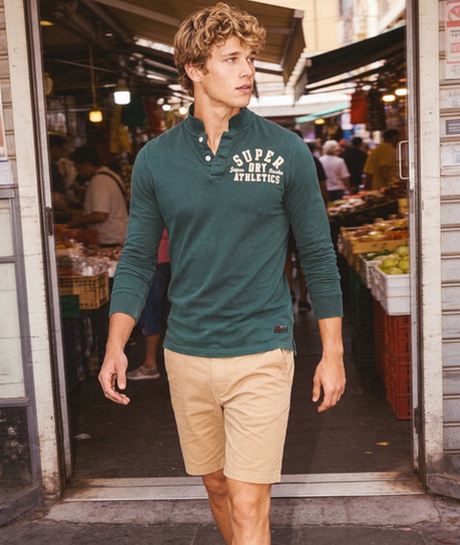 Vintage Athletic Lange Mouw Poloshirt