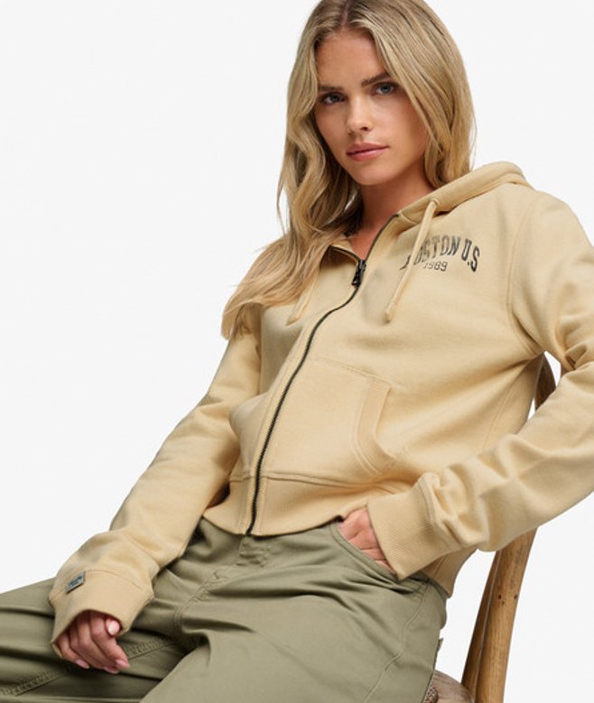 Athletic Essentials Cropped Hoodie met Rits Relaxed Pasvorm