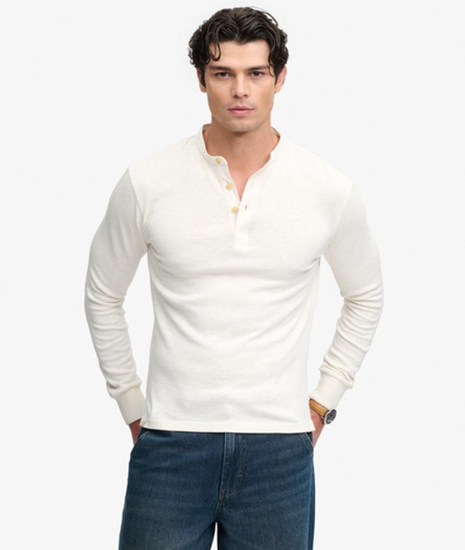 Woven Placket Grandad Top Relaxed Pasvorm
