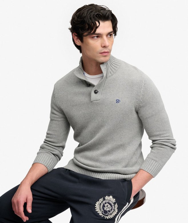 Katoenen Henley Trui met Slanke Pasvorm