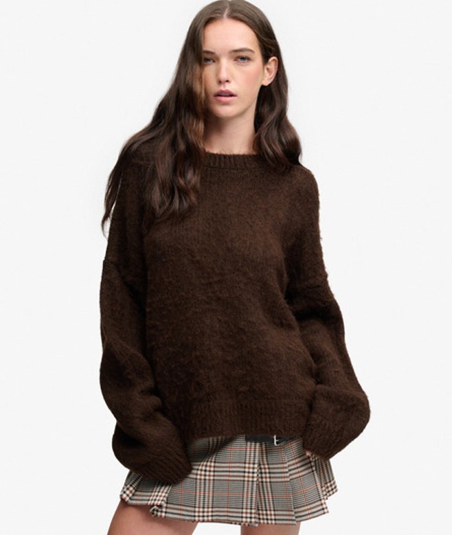Geborstelde Gebreide Trui Oversized Pasvorm
