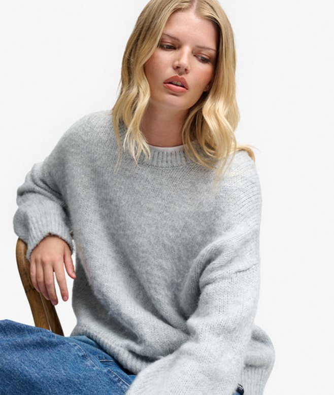 Geborstelde Gebreide Trui Oversized Pasvorm