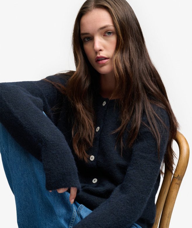 Brushed Knit Vest met Relaxed Pasvorm Blauw Grootte: 40