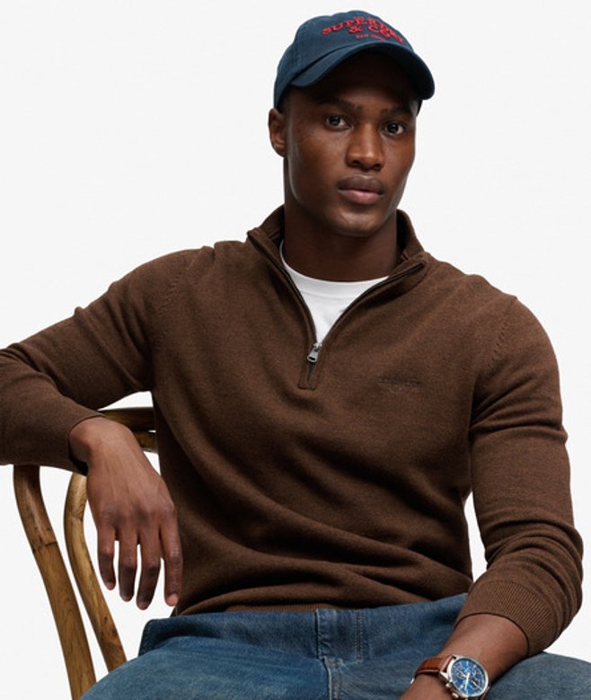 Prep Essential Cotton Half Zip Trui Slanke Pasvorm