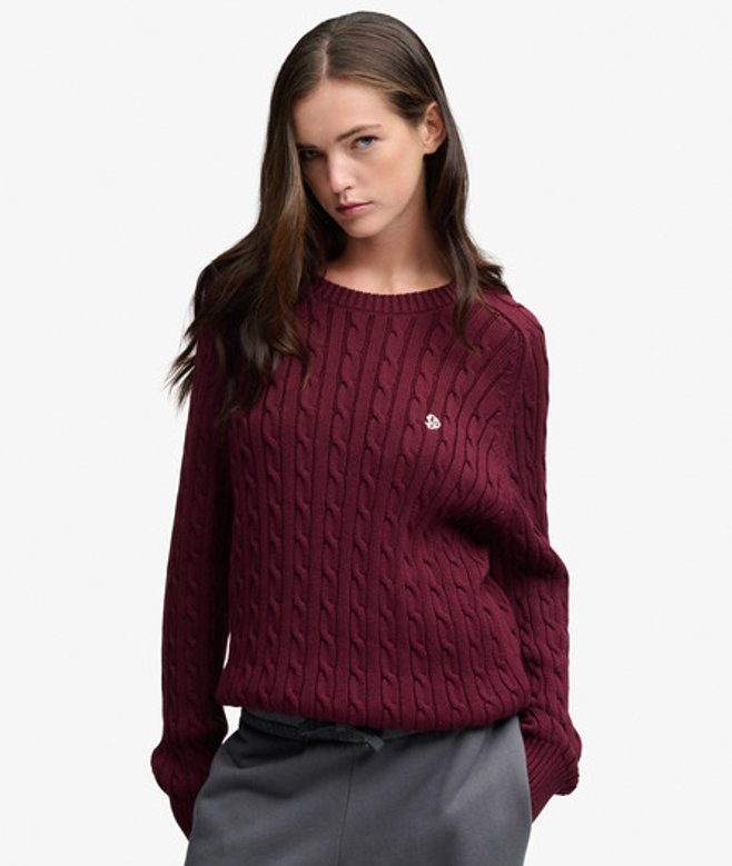 Losjes Zittende Kabelgebreide Trui Relaxed Pasvorm Red Grootte: 36