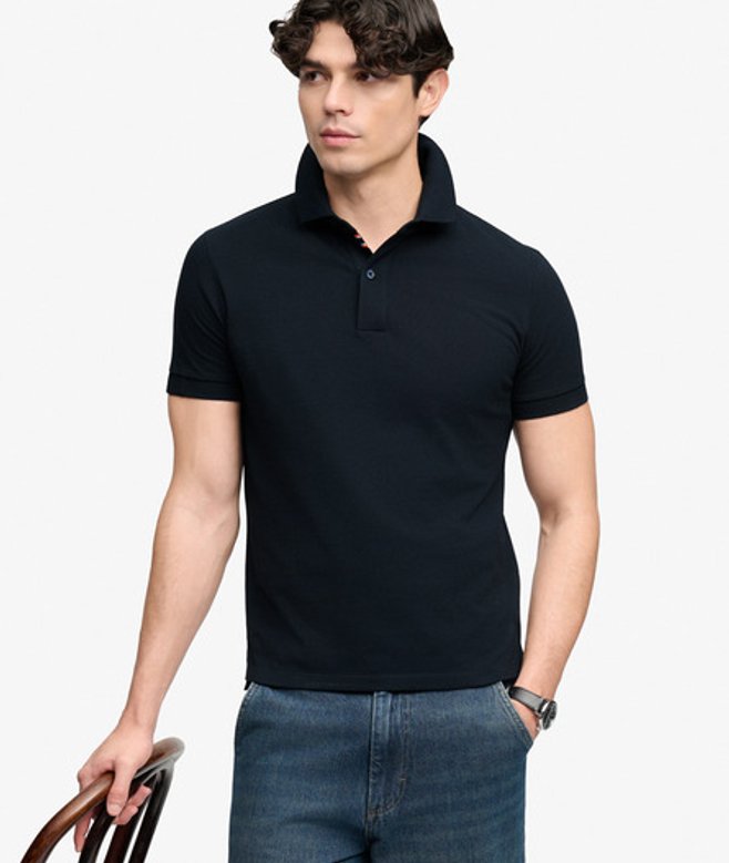City Pique Poloshirt Relaxed Pasvorm Blauw Grootte: M