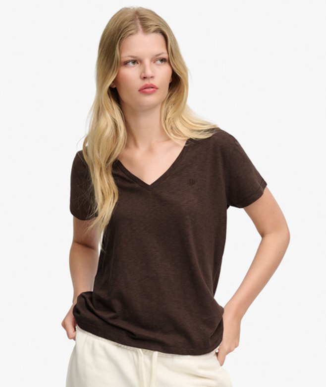 Superdry Femme T-shirt Studios Slub Avec Logo Brodé Brown