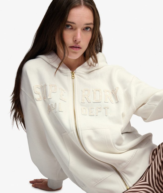 Superdry & Co Whites Hoodie met Rits Relaxed Pasvorm