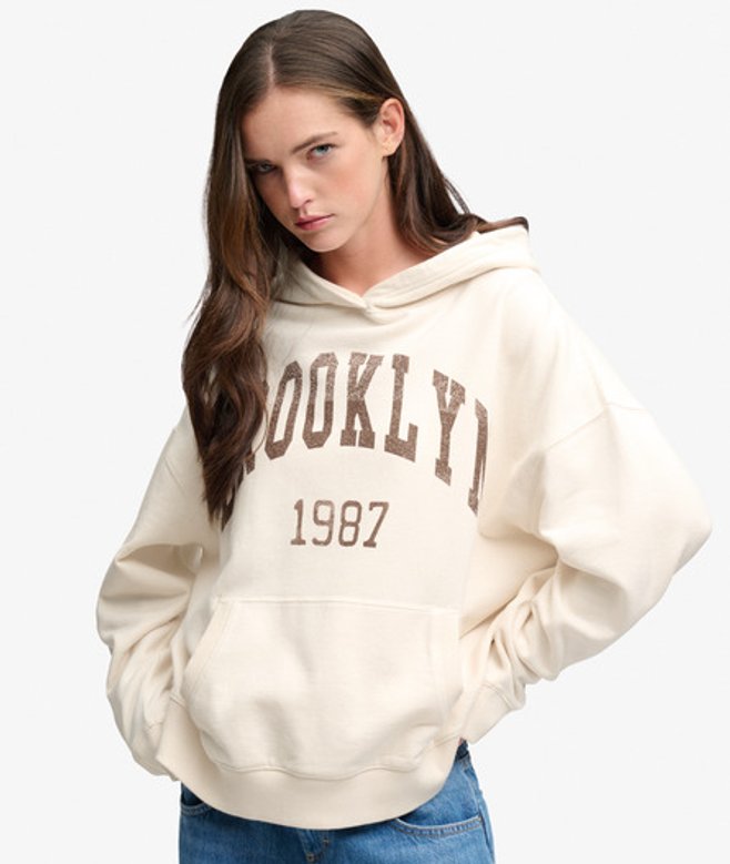 Superdry Femme Sweat à Capuche Athletic Essentials Coupe Décontractée Cream