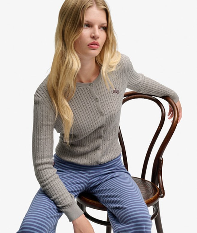 Lichtgewicht Essential Cardigan Relaxed Pasvorm Grey Grootte: 42