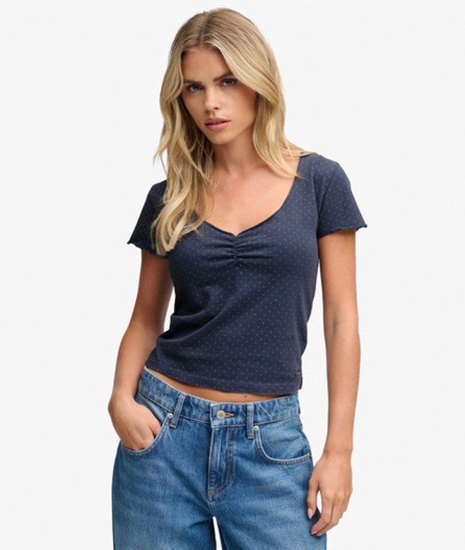 Athletic Essentials Top Slanke Pasvorm Blauw Grootte: 36