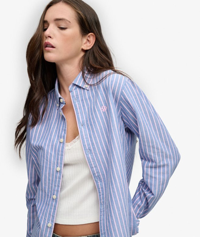 Superdry Femme Chemise Oxford Slim Manches Longues