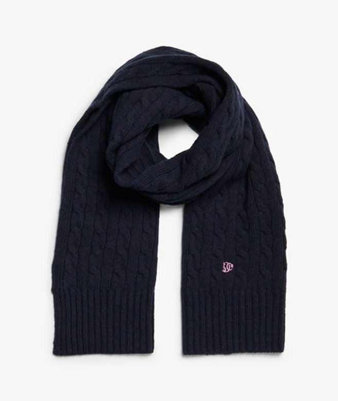 Premium Cable Knit Sjaal Normale Pasvorm Blauw Grootte: 1SIZE