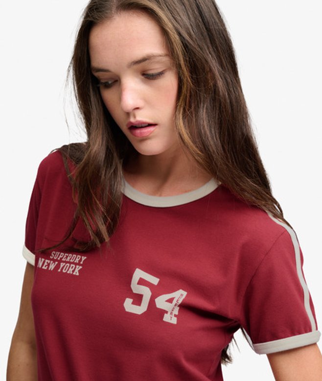 Athletic Essentials Gestreept T-shirt Red Grootte: 44
