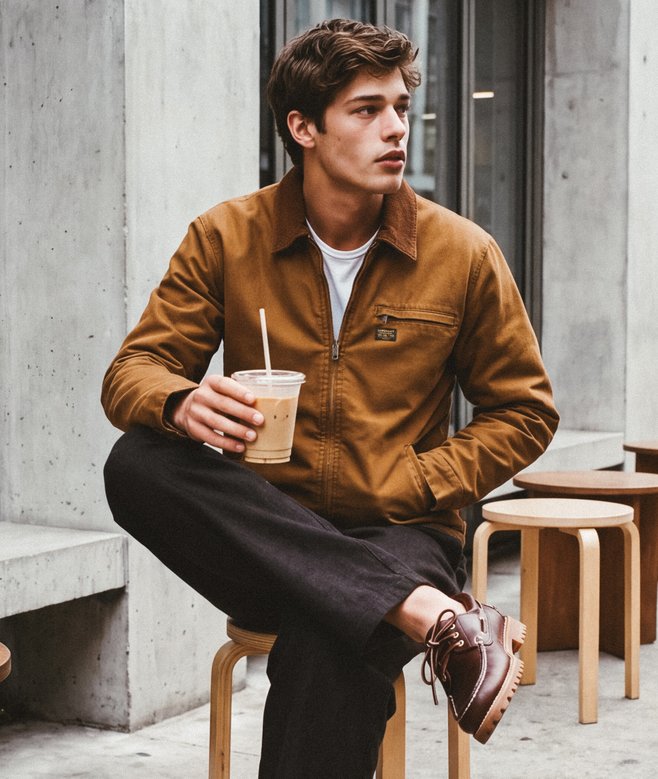 Superdry dla m??czyzn. M5012438A Brązowa kurtka Workwear Ranch (L), Brązowy, Zwykły, Poliester