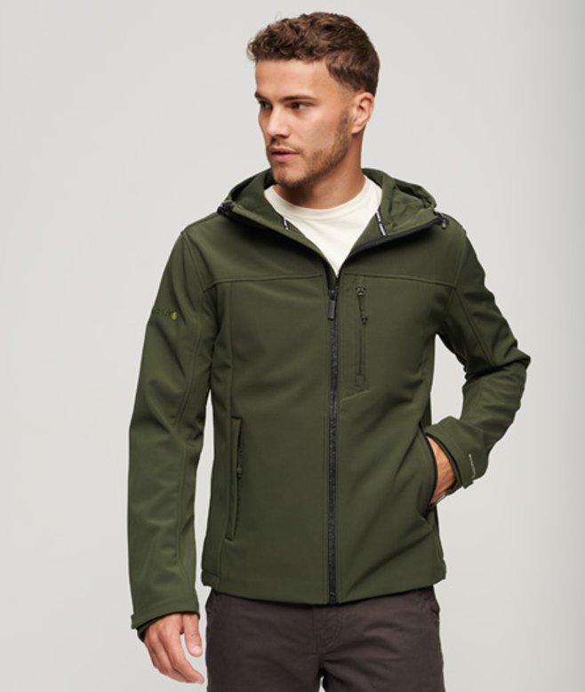 Superdry & Co Softshell Jack met Capuchon Groen Grootte: L