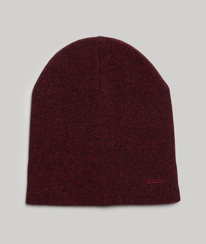 Superdry Men’s Organic Cotton Orange Label Vintage Logo Beanie Red / Dark Red Grit - Size: 1SIZE