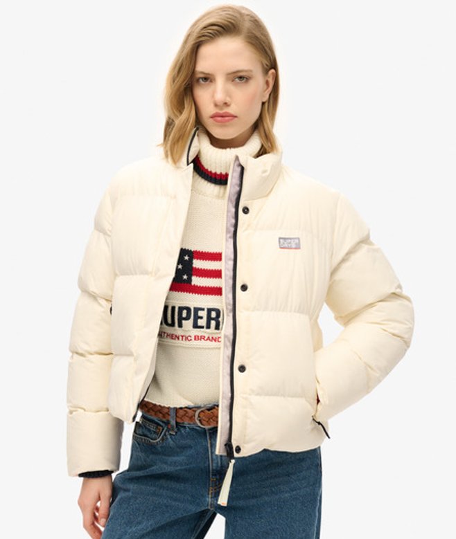 Superdry & Co Korte Sports Pufferjas Wit Grootte: 36