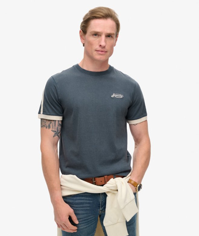 Superdry Men’s Essential Logo Retro Striped T-shirt Navy / Lauren Navy - Size: L