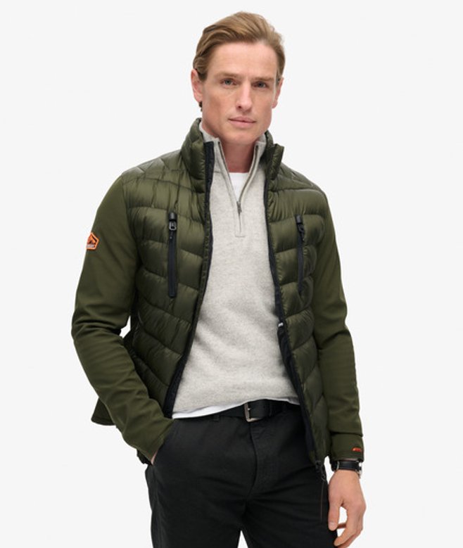 Superdry & Co Men's Storm Softshell Hybrid Jacket Khaki / Army Khaki - Size: XL