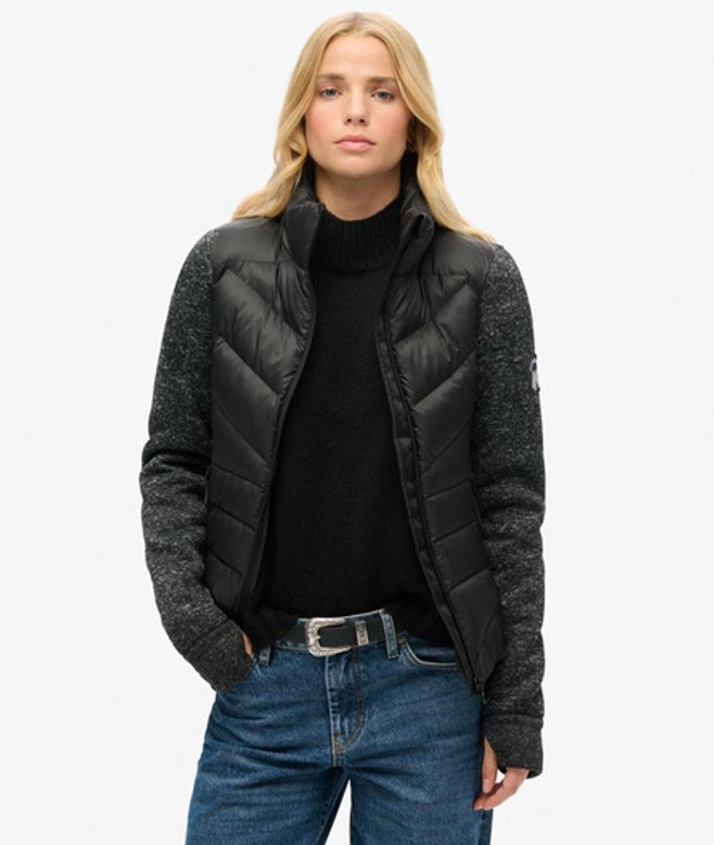 Superdry & Co Women's Storm Knit Hybrid Jacket Black - Size: 12