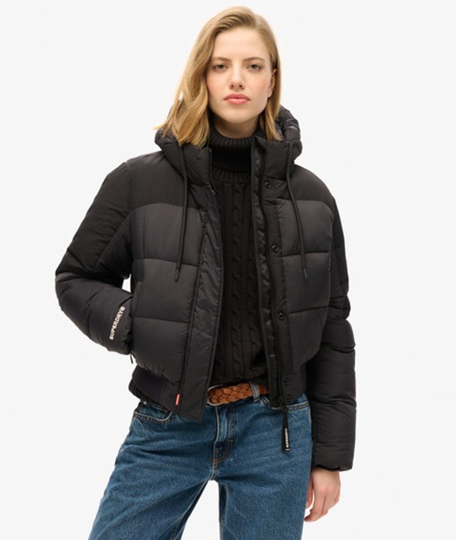 Superdry & Co Ripstop Gewatteerd Bomberjack Zwart Grootte: 36