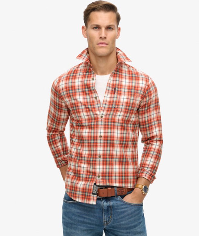 Superdry & Co Men's Organic Cotton Vintage Check Shirt White / Frontier Check White - Size: M
